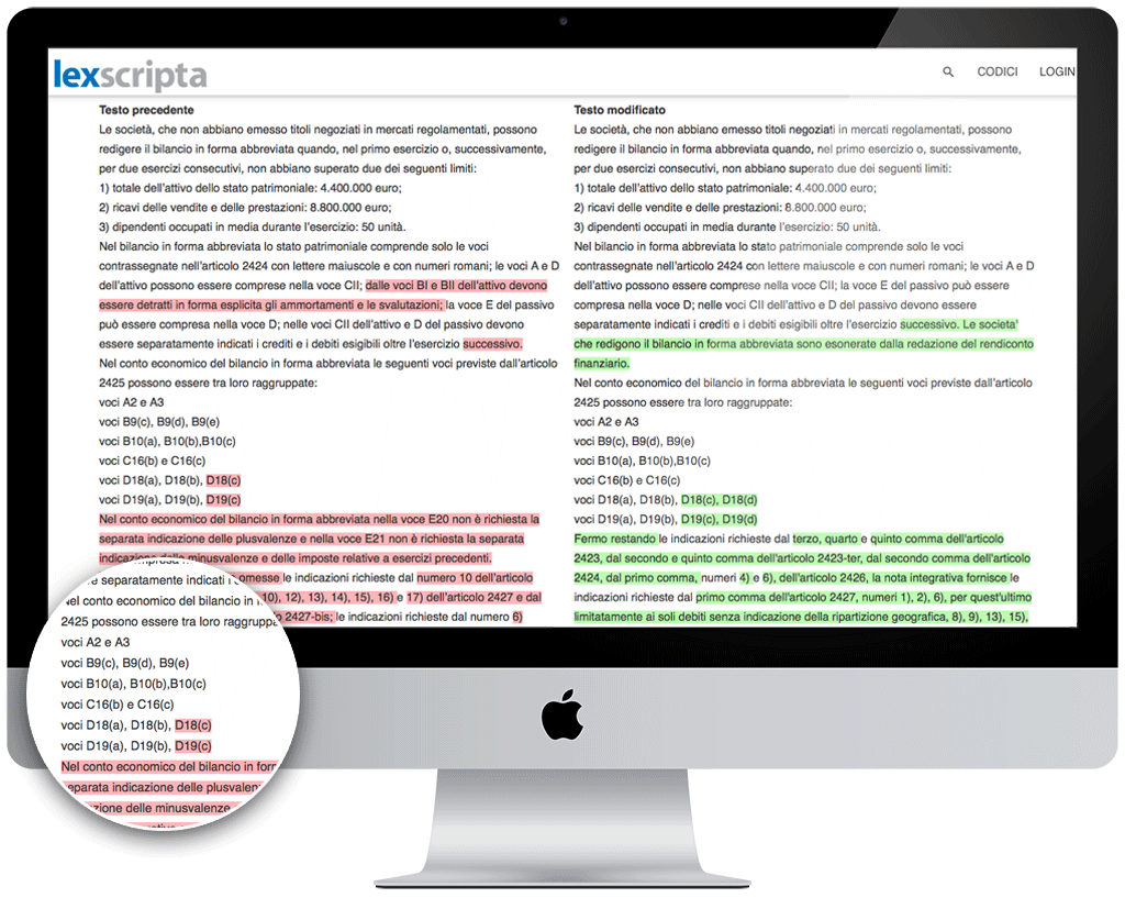 modifiche ad articoli lexscripta